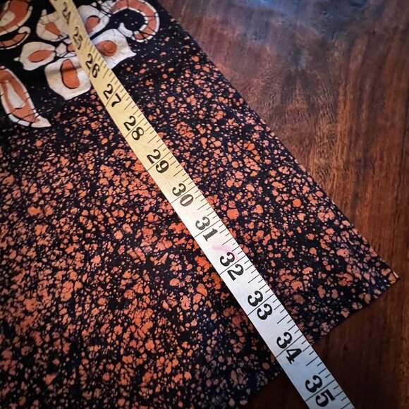 Handmade Navy & Peach Batik Kaftan Dress With Floral Patterns & Tie Neckline S - Picture 7 of 8